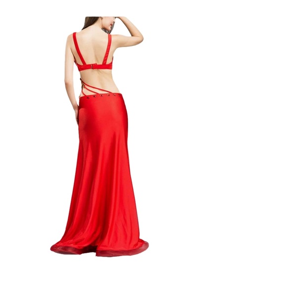 ROYAL SMEELA Belly Dance Dress Costume Dancer Red Gold size S/M NEW w/ Defect - Picture 5 of 15